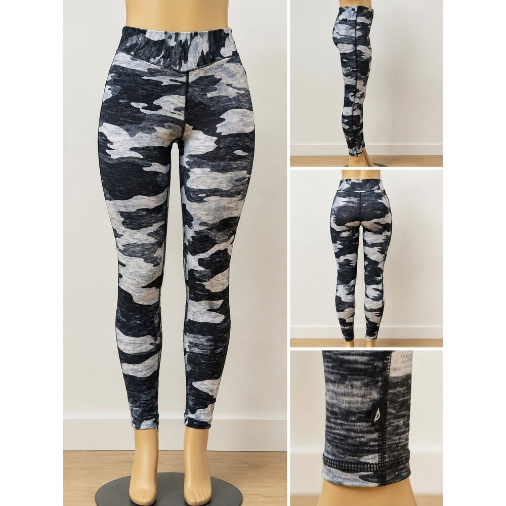 Terez Women's Camouflage Tall Band Leggings High Waist Gray/Black Size Small
